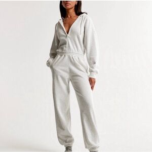 Aerie Light Gray Hooded Jumpsuit